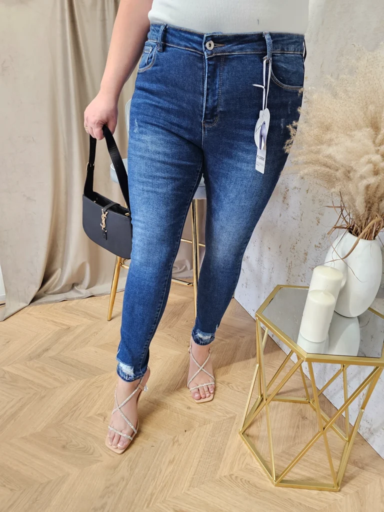 MSARA CIEMNA PLUS SIZE DELIKATNE DRAPKI STRZĘPIONA NOGAWKA