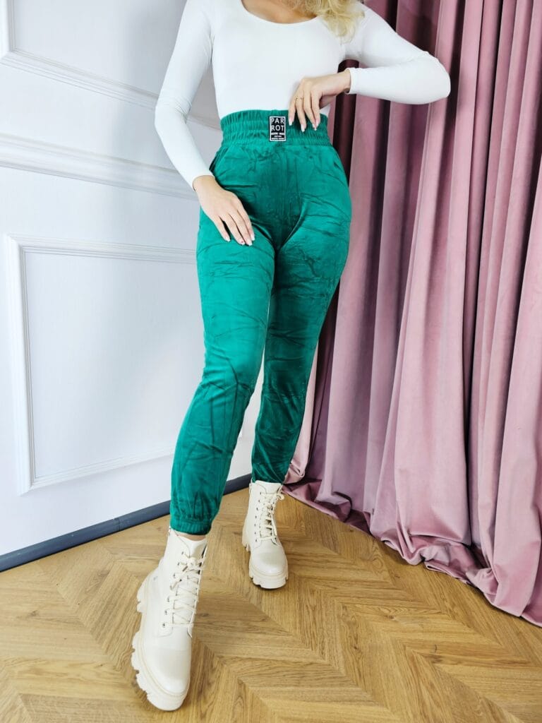 Spodnie Dresowe welurowe PARROT zieleń
