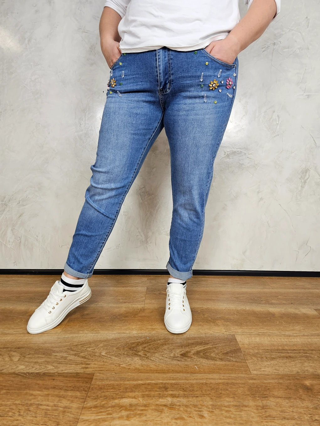 Spodnie PLUS SIZE G-smack z ozdobami