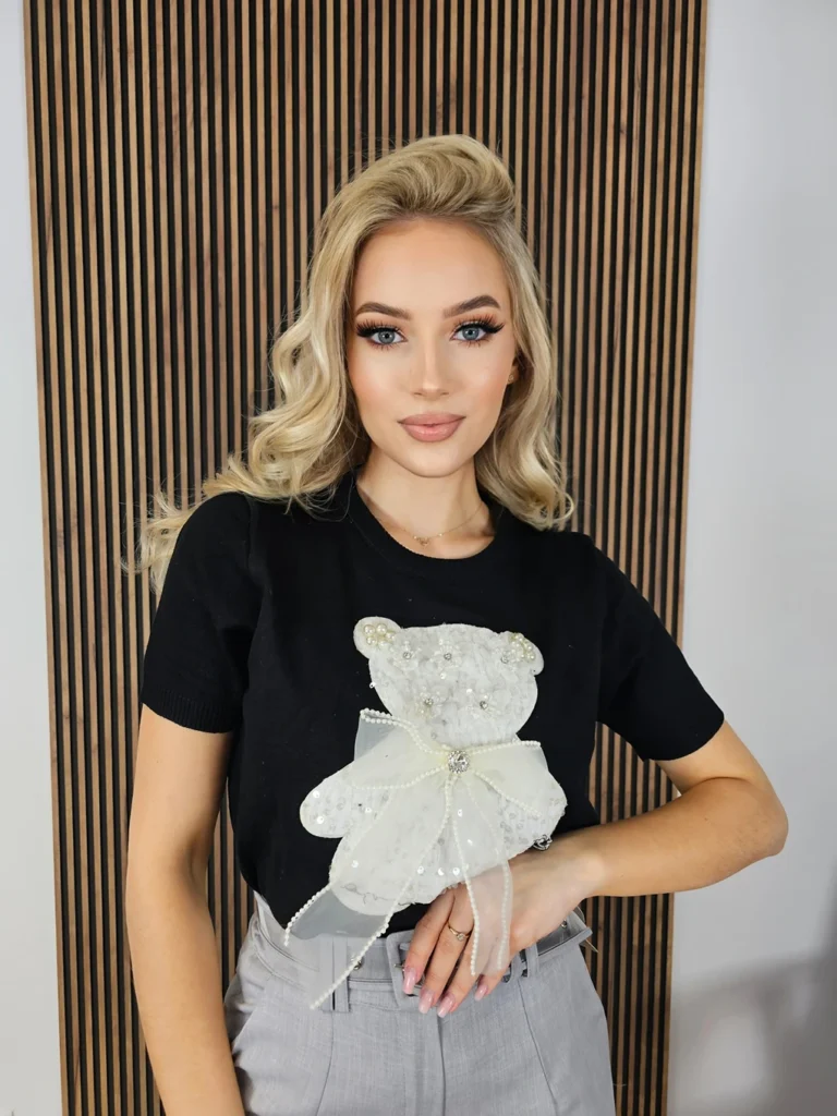 Bluzka SPRING z misiem czarna