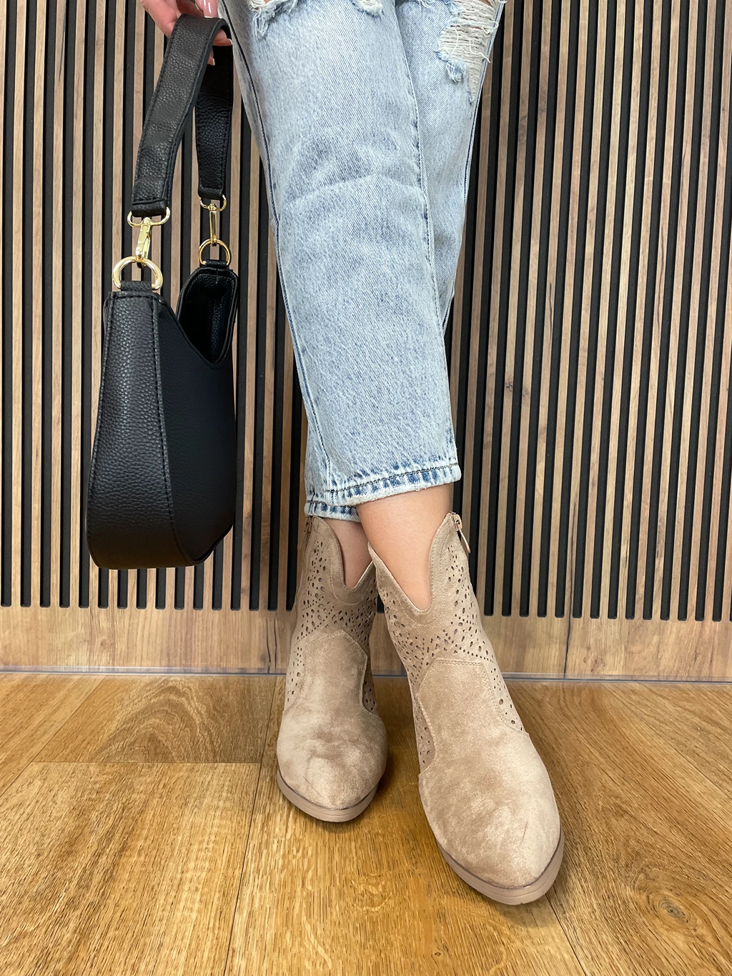 BUTY beżowe botki ażurowe - obrazek 3