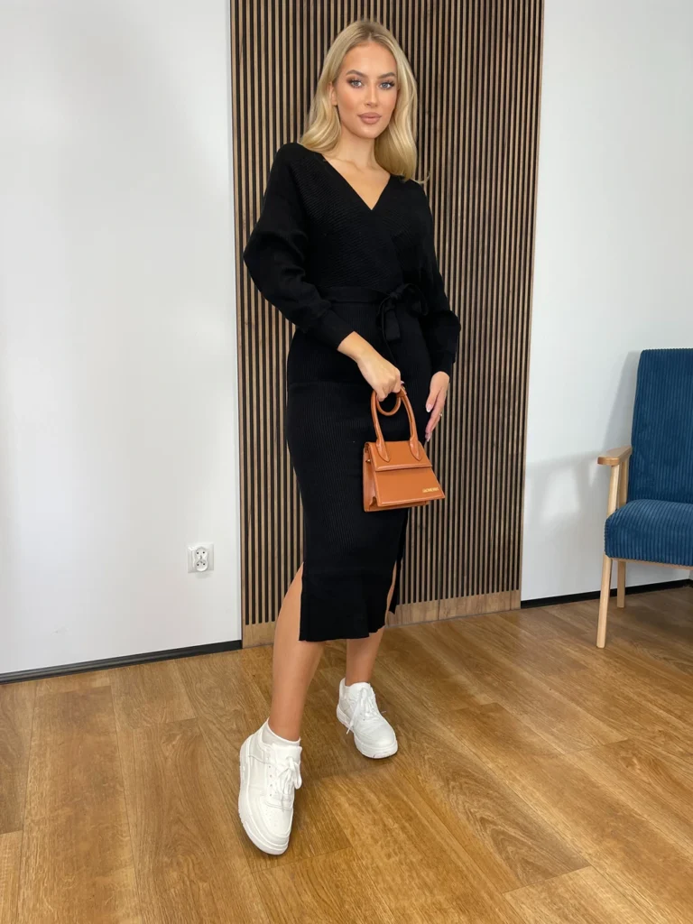 Sukienka COMFY dopasowana ołówkowa rozciągliwa z luźniejszą górą czarna