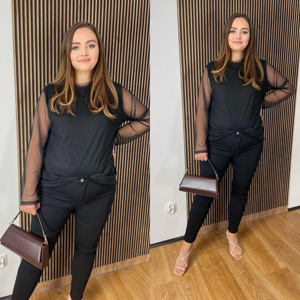 Bluzka MONACO czarna z siateczką PLUS SIZE
