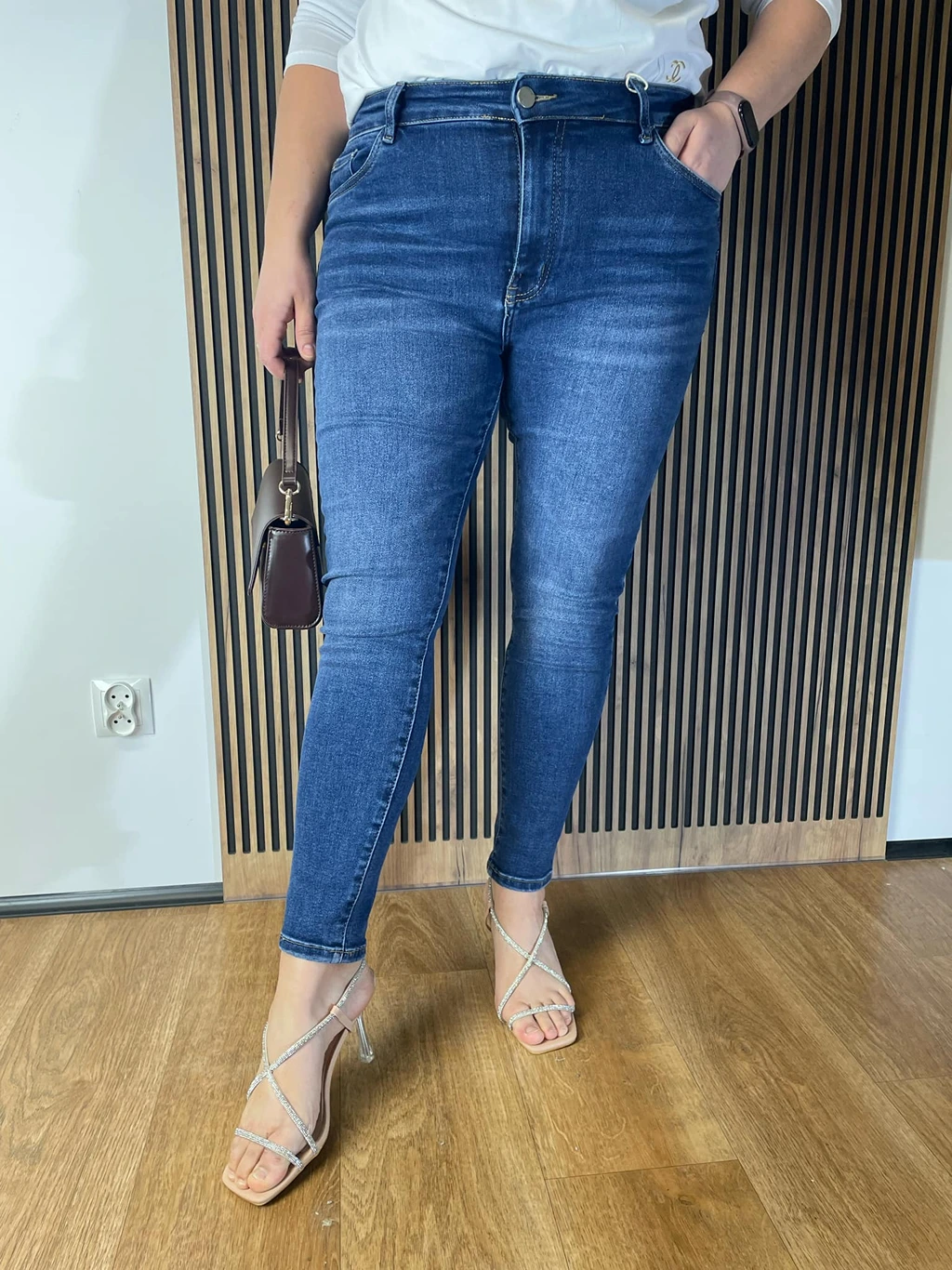 Jeansy zwężane spodnie msara PLUS SIZE, klasyczne bez dziur, niebieskie