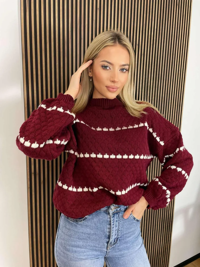 Sweter CHARLLOTTE bordowy, oversize