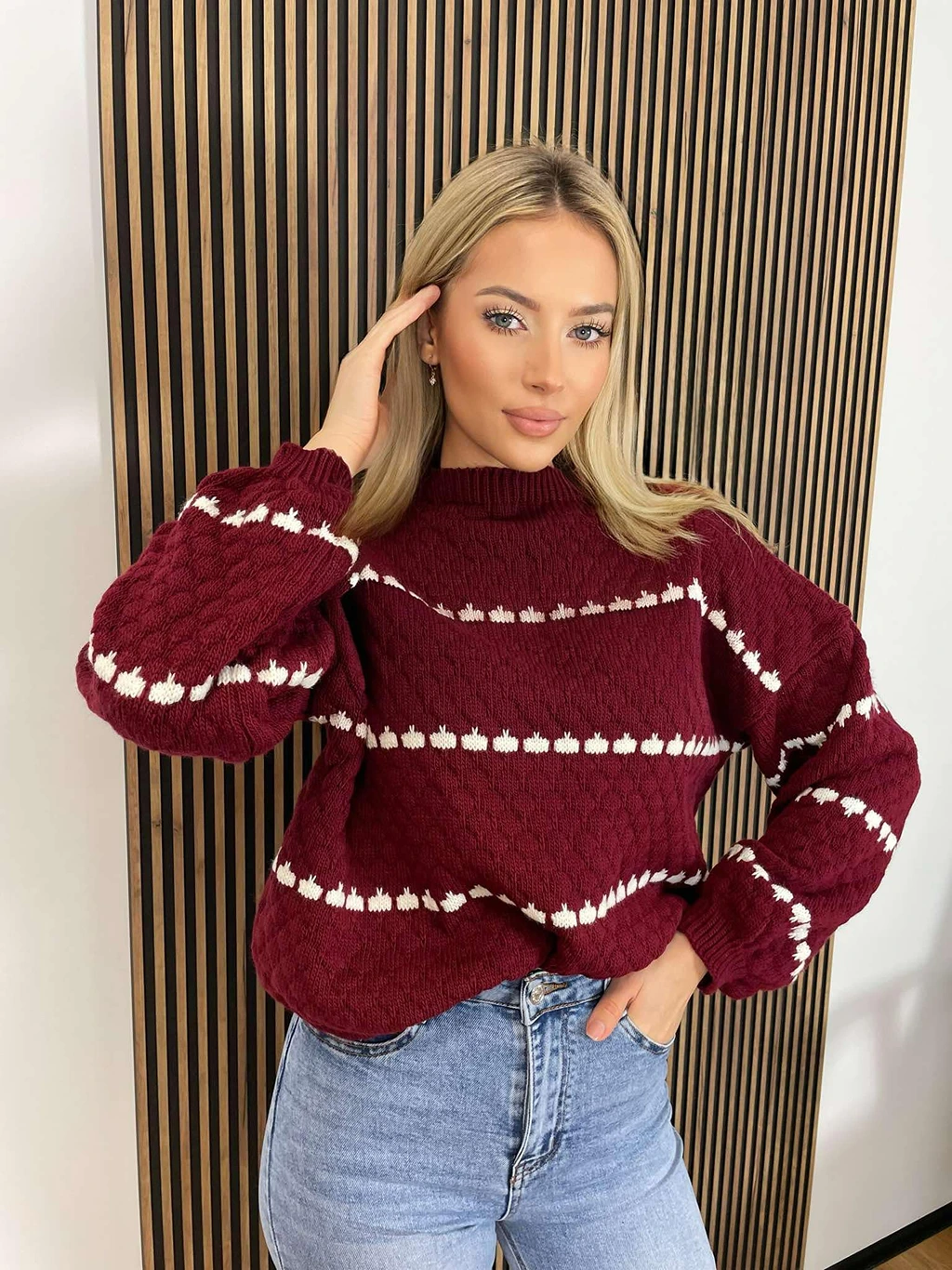 Sweter CHARLLOTTE bordowy, oversize