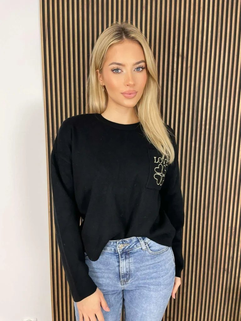 Sweter FEEL z wiskozą, klasyczny, oversize, czarny