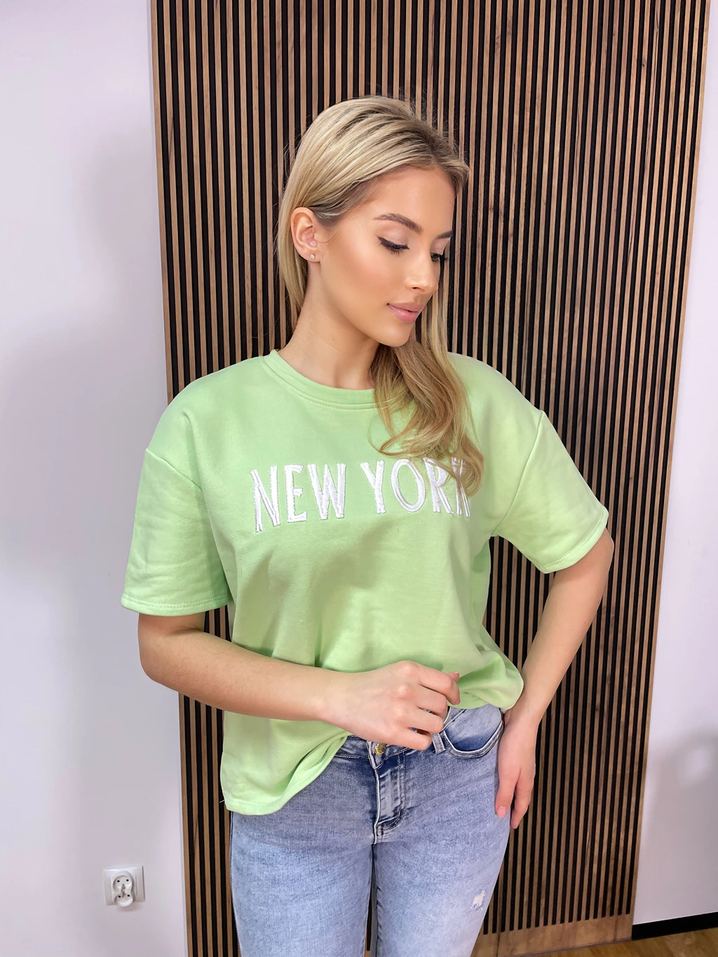 T-shirt NEW YORK Azara pistacjowy