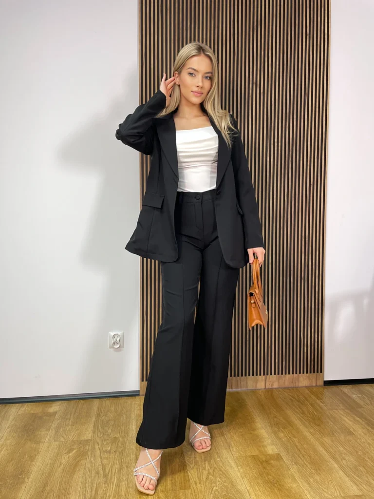 Garnitur SPRING marynarka i szerokie spodnie czarny