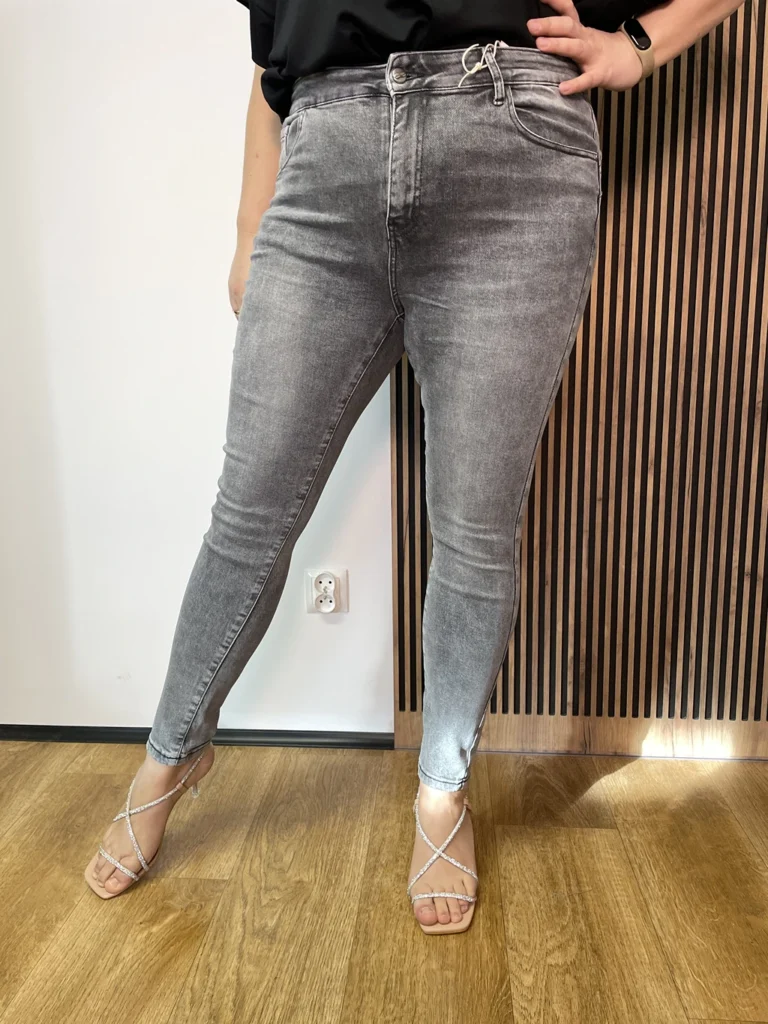 Spodnie damskie Plus Size, szare jasne, klasyczne