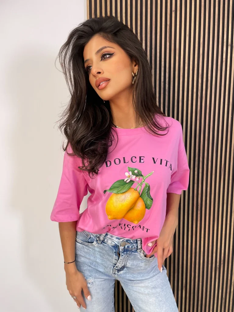 Bluzka t-shirt LEMON ITALIA różowy
