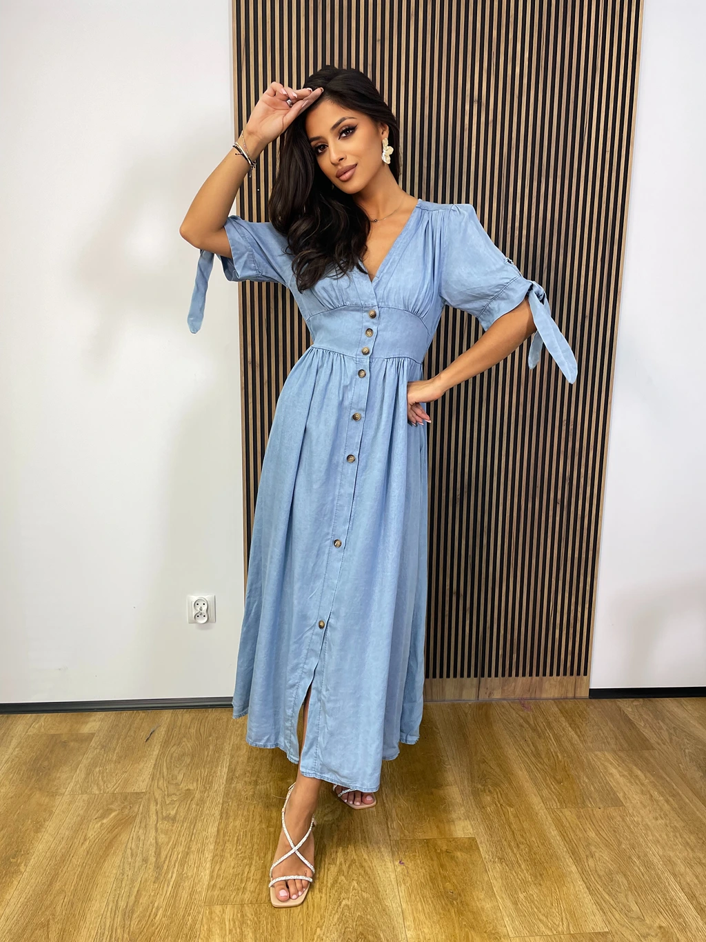 Sukienka AVENTI długa a`la jeans - obrazek 2