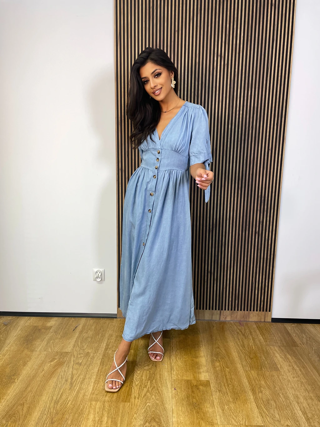 Sukienka AVENTI długa a`la jeans - obrazek 4