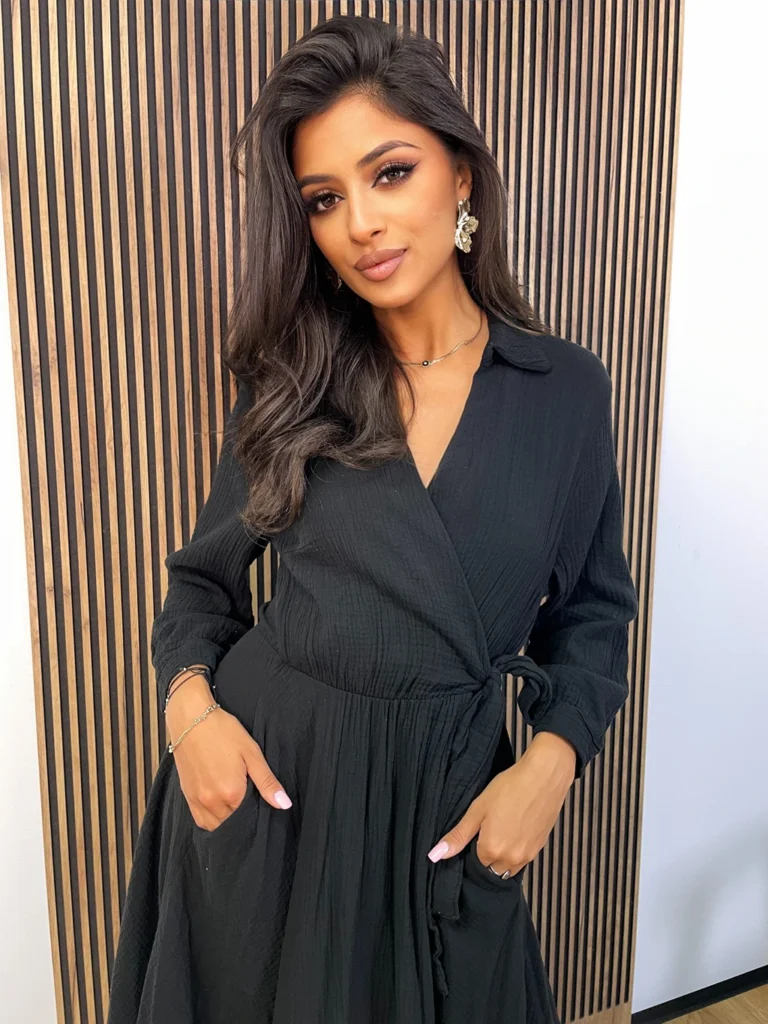 Sukienka HOLLEY muślinowa długa czarna 100% bawełna