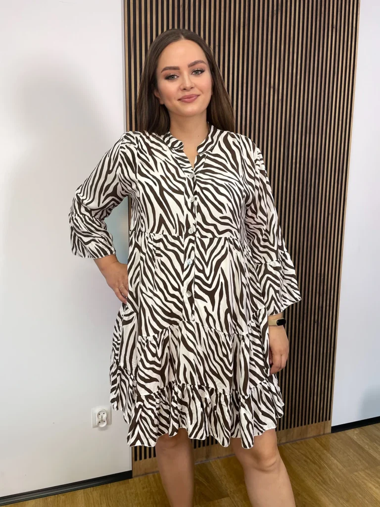 Sukienka ZEBRA PLUS SIZE 100% WISKOZA