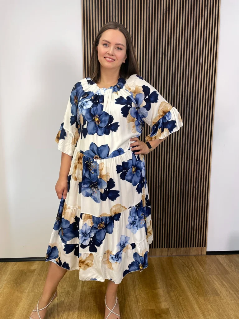 Sukienka SALMA PLUS SIZE 100% WISKOZA  w kwiaty