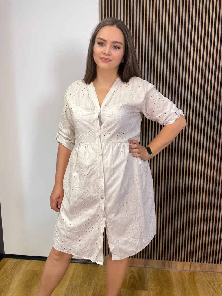 Sukienka RODOS PLUS SIZE ażurowa 100% bawełna szara