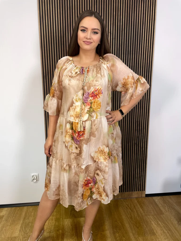 Sukienka LORIN PLUS SIZE z jedwabiu i wiskozy