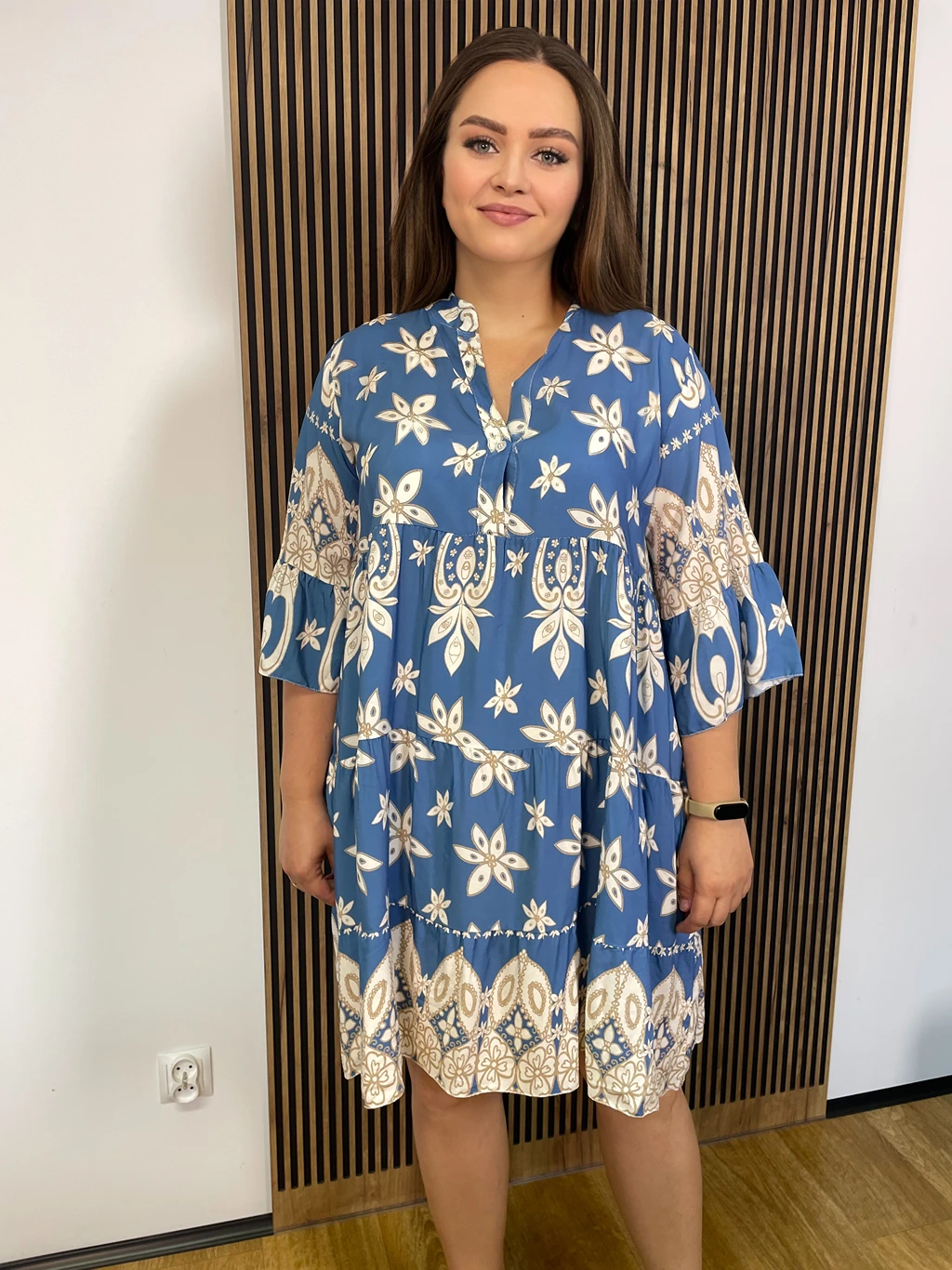 Sukienka MAY PLUS SIZE niebieska 100% wiskoza