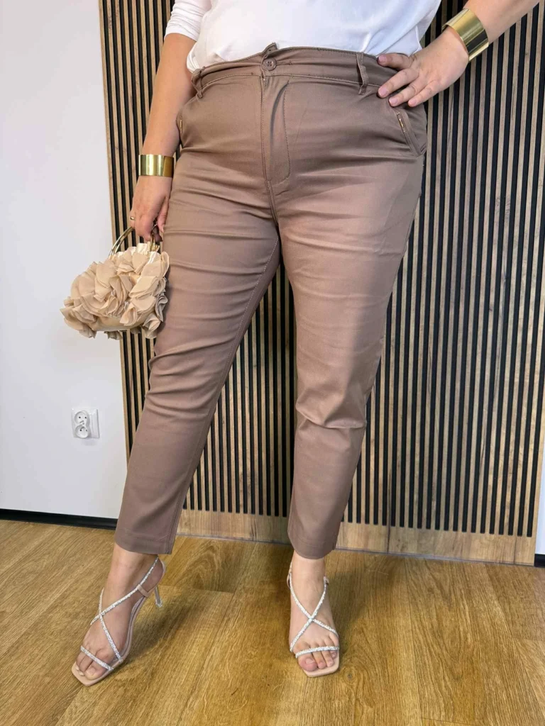 Spodnie Plus Size na guzik Dunakeszi camel