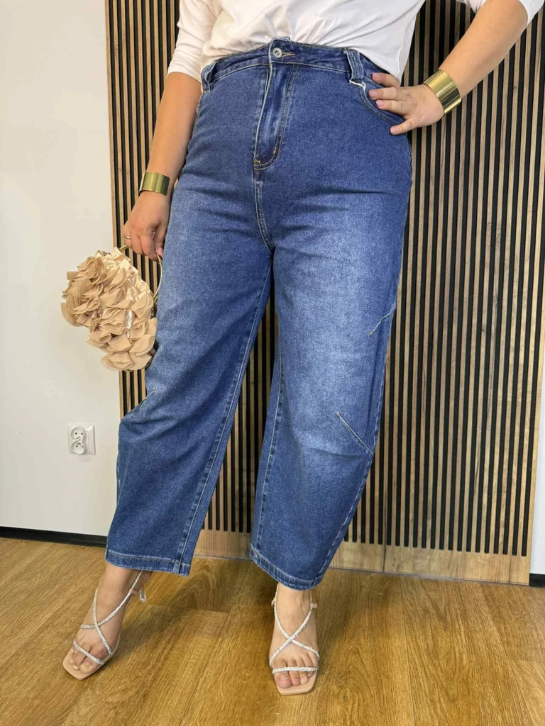Spodnie ciemne BALLON Plus Size klasyczne bez dziur