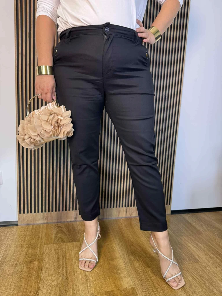 Spodnie Plus Size na guzik Dunakeszi czarne