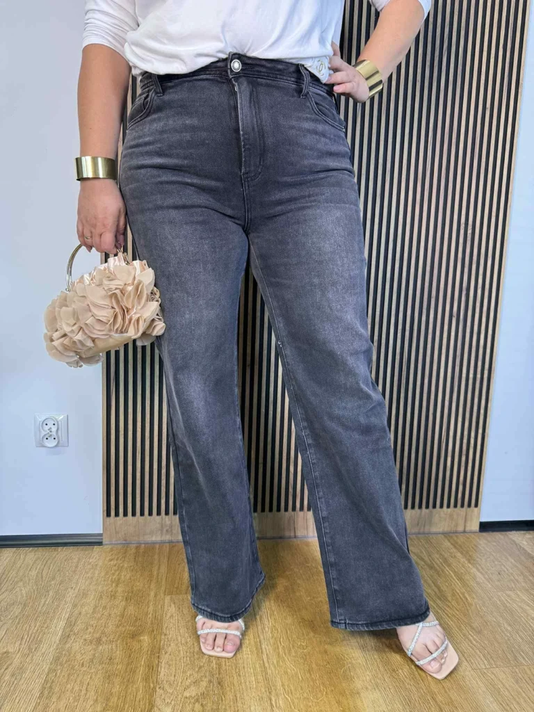 Spodnie damskie Plus Size Szwedy proste msara szare