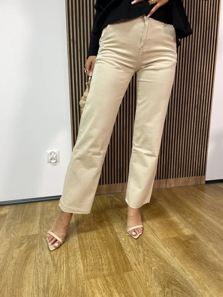 Spodnie damskie SZWEDY TRANG beżowe gładkie