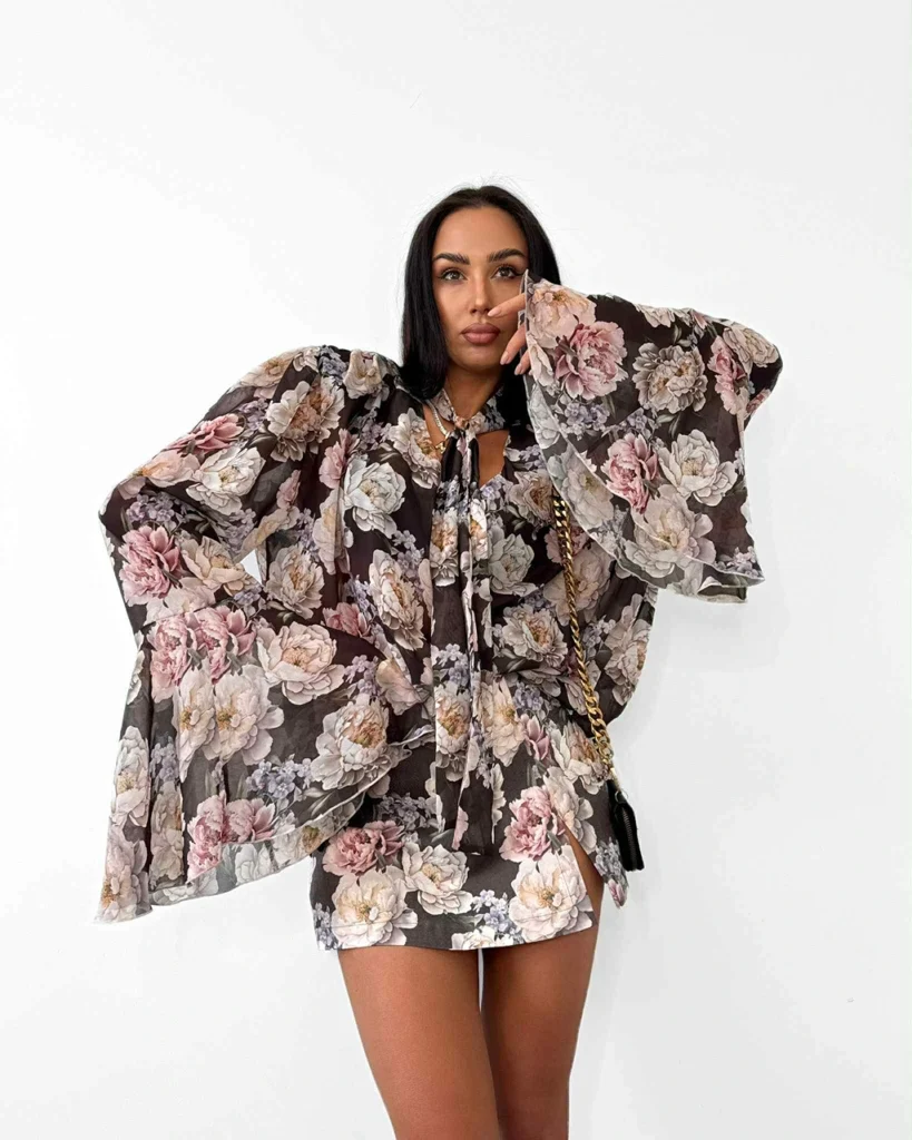 Koszula LA MILLA w kwiaty z szerokimi rękawami