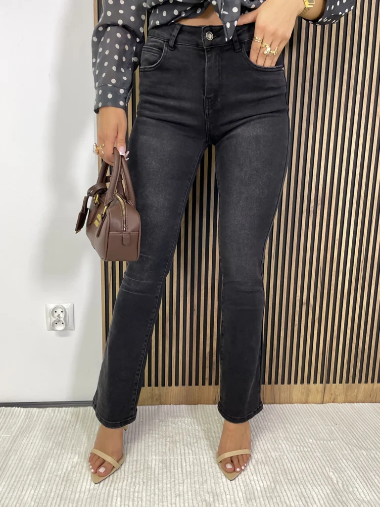 Spodnie damskie szary jeans dzwony MSARA