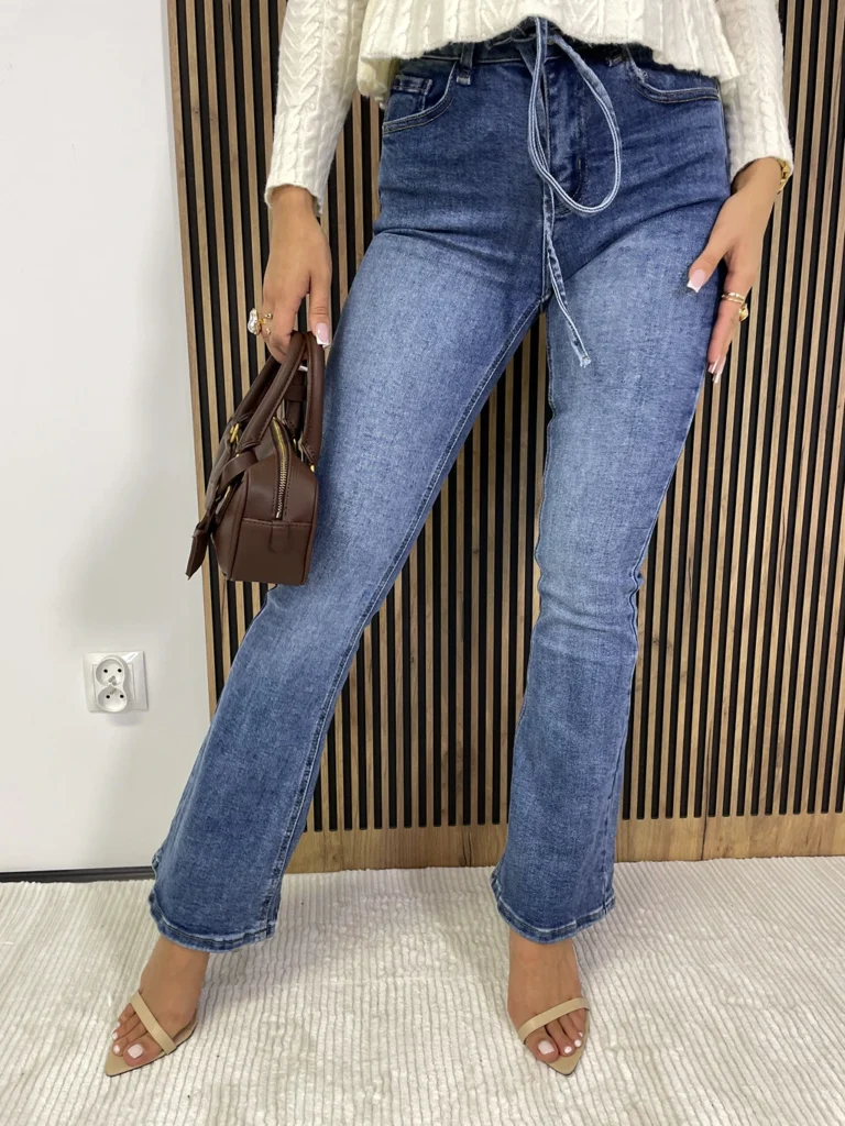 Spodnie damskie jasny jeans dzwony TRANG