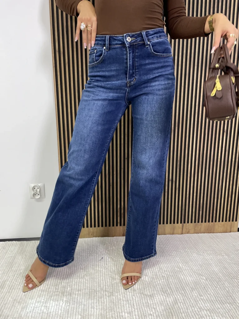 Spodnie damskie SZWEDY WH prosta nogawka ciemny jeans