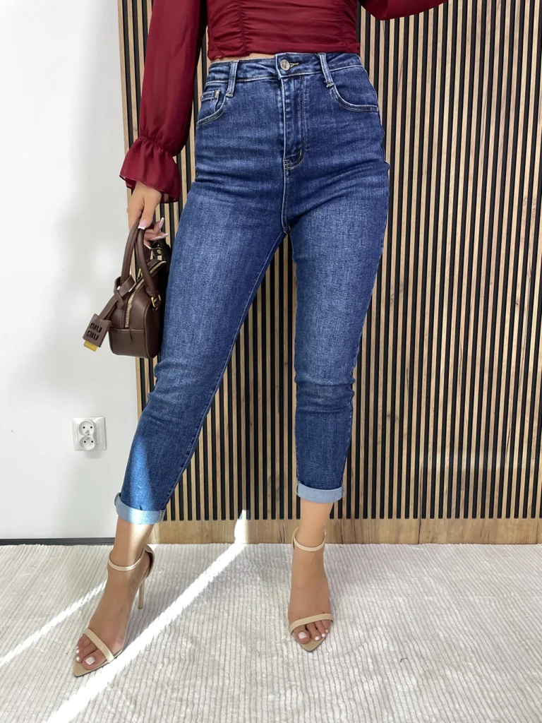 Spodnie damskie MOMFIT WH JEANS ciemne klasyczne