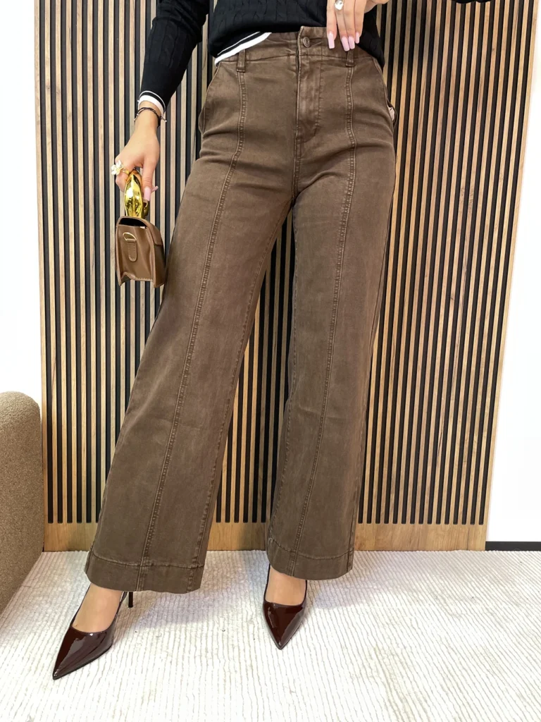 Spodnie damskie JEANSY SZWEDY MSARA prosta nogawka czekolada