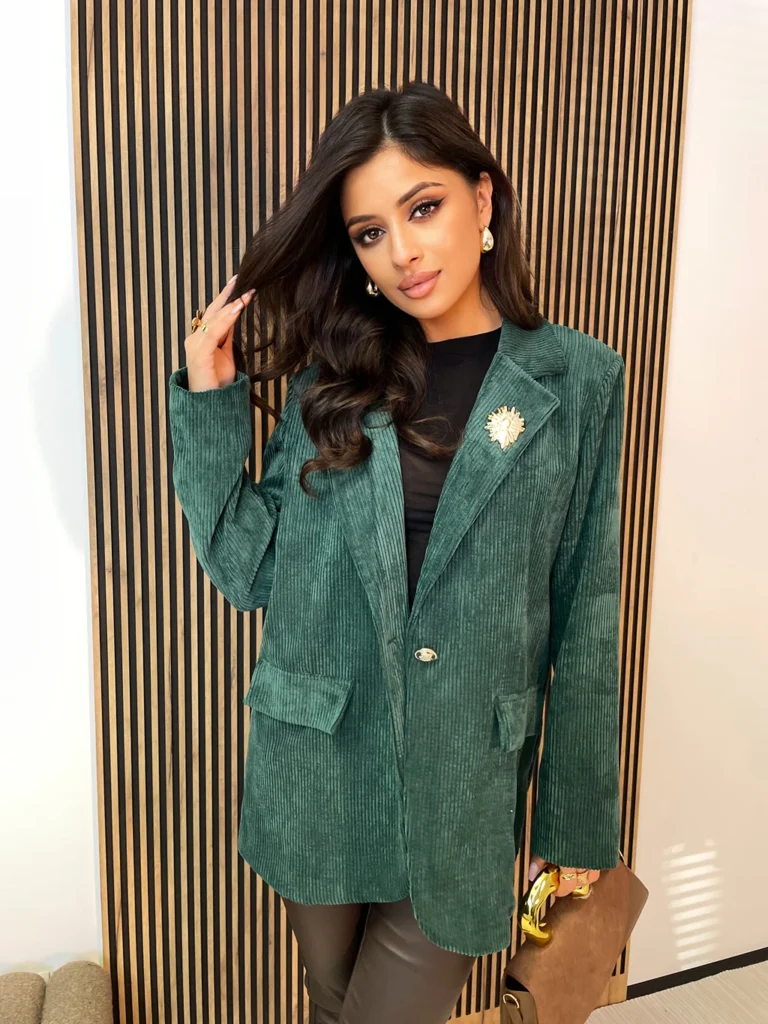 Marynarka CAFFE sztruksowa butelkowa zieleń