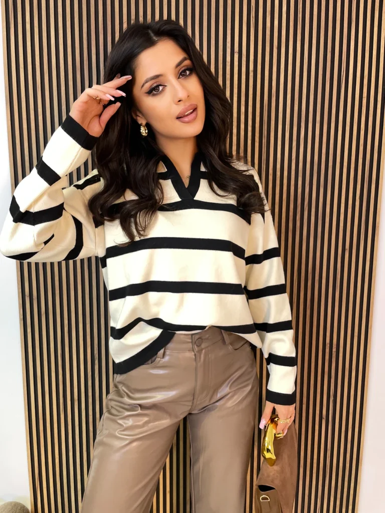 Sweter MARINA w paski czarny