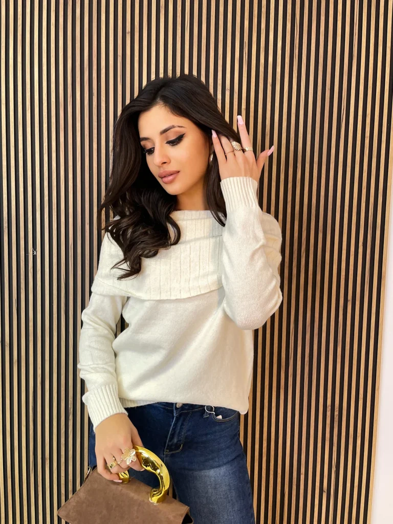 Sweter damski LOVE WARM z angorą śmietanka