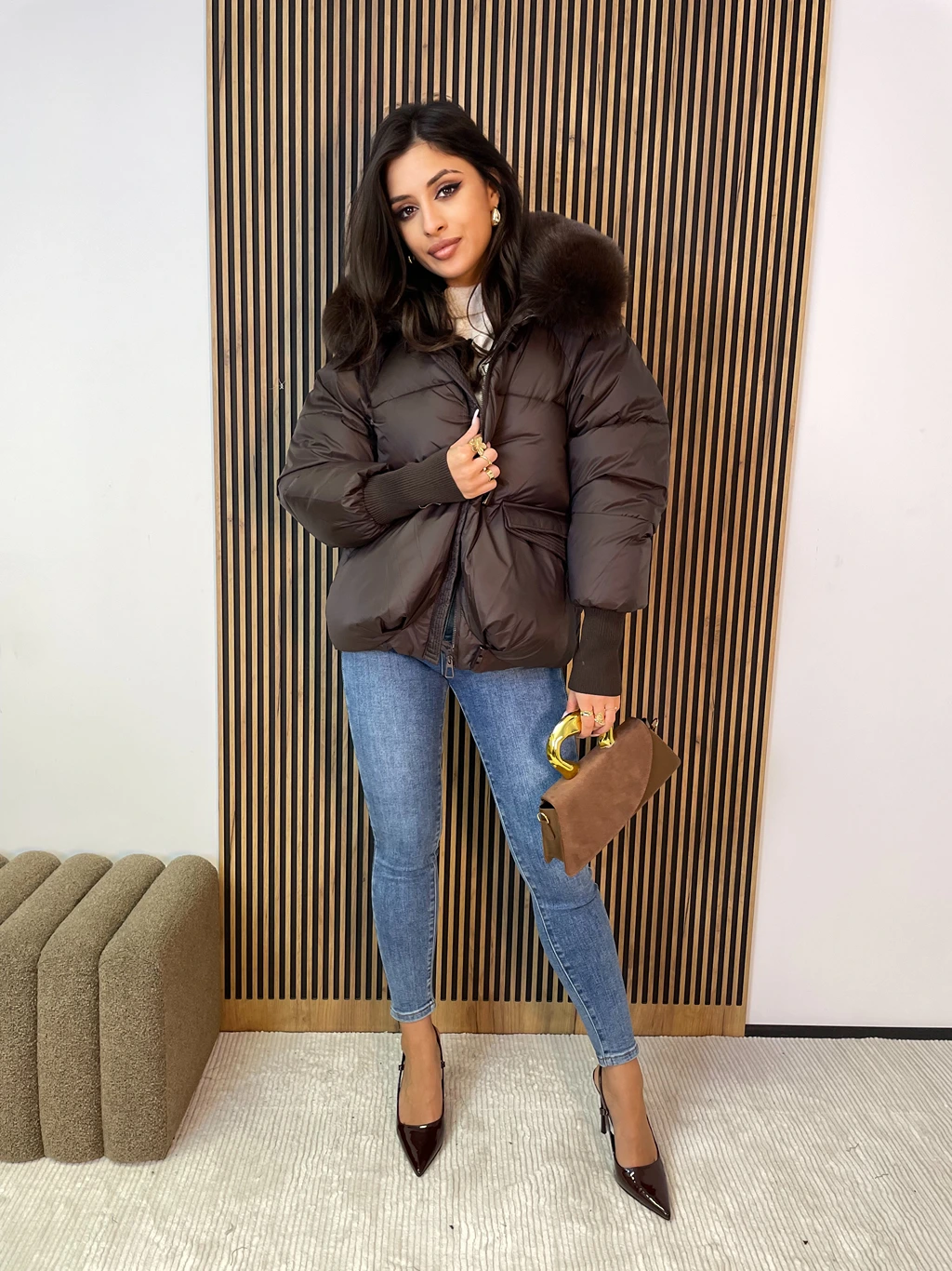 Kurtka damska GOOD BY brązowa - obrazek 4