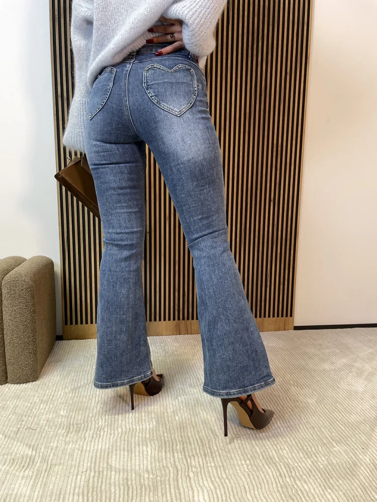 Spodnie damskie niebieski jeans dzwony TRANG