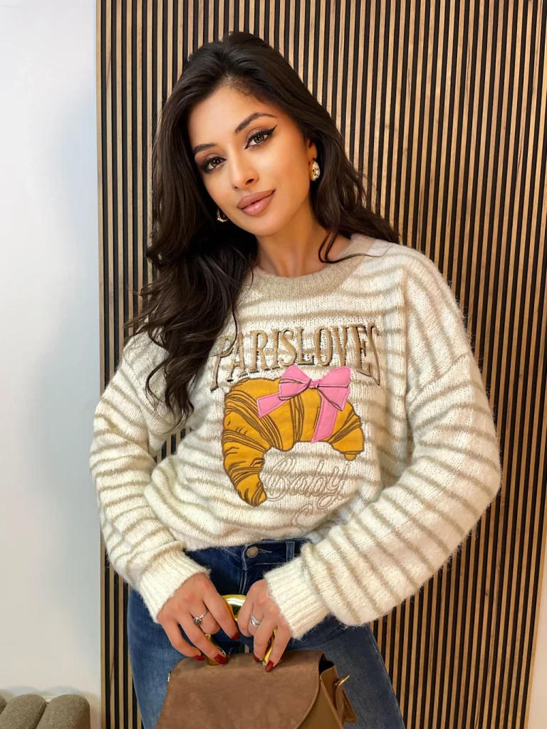 Sweter damski z croissantem SOFTLY beżowy