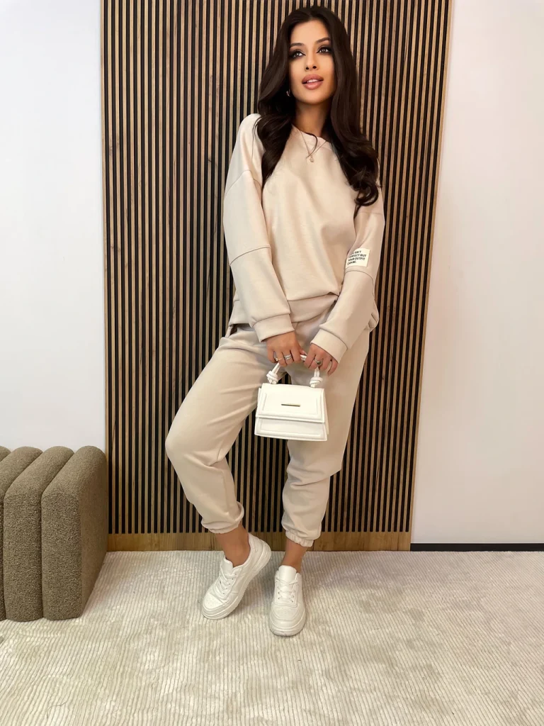 Komplet dresowy damski FLOW beżowy masełkowy