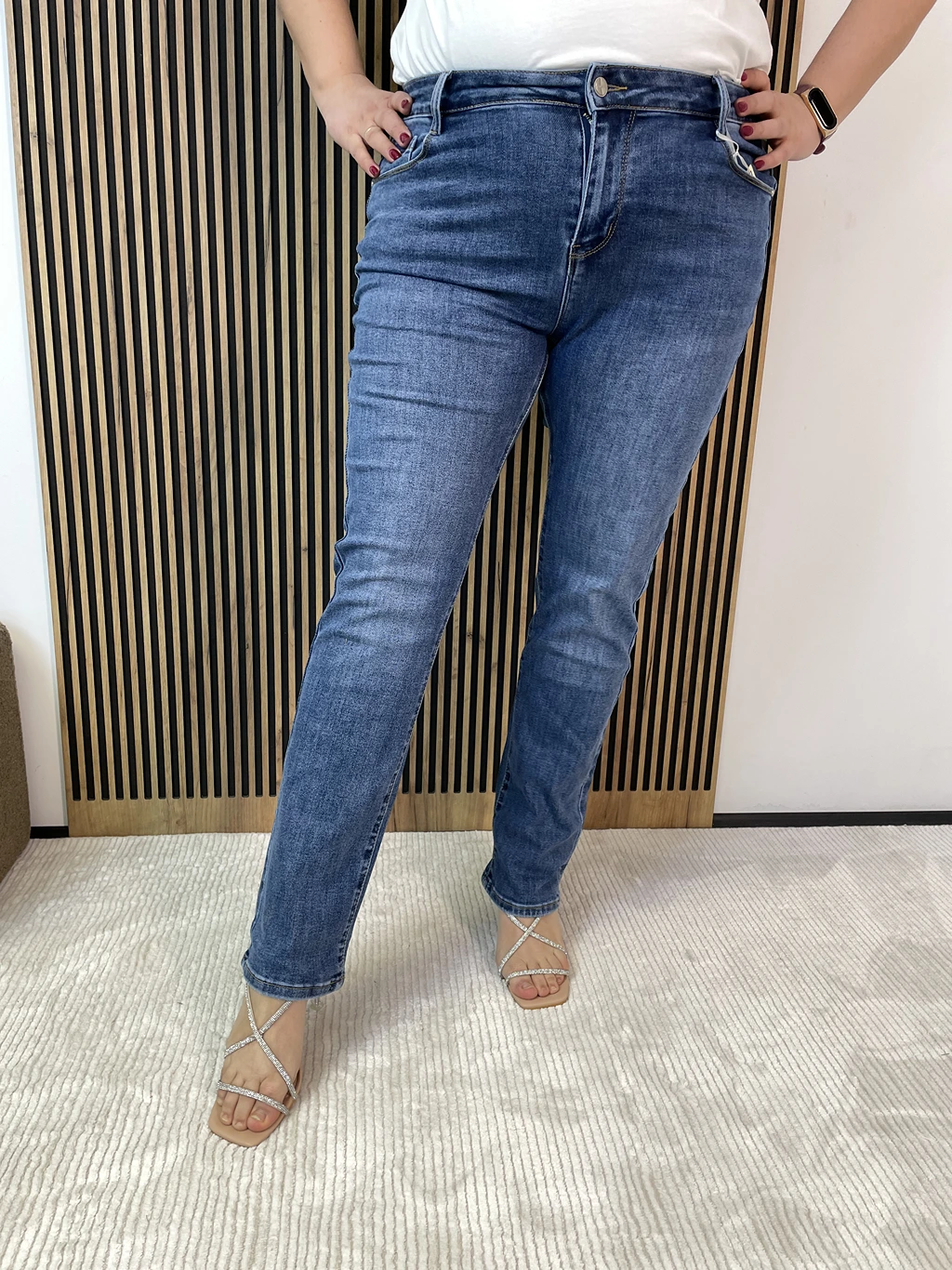 Jeansy damskie spodnie msara PLUS SIZE, klasyczne proste nogawki