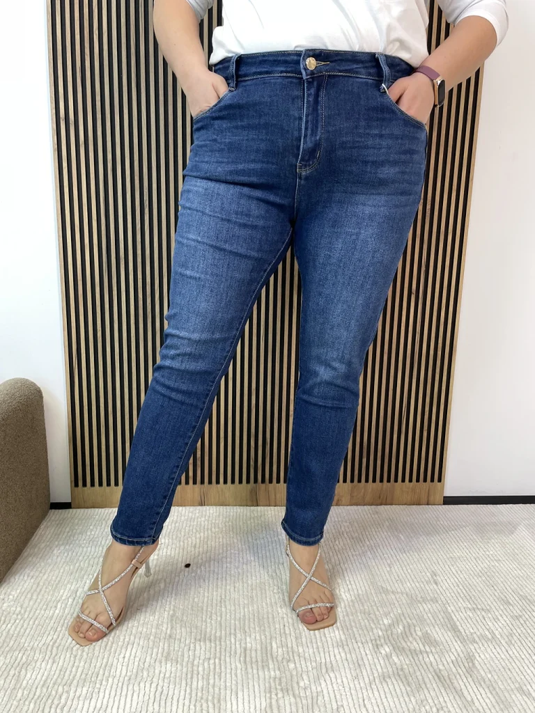 Spodnie damskie msara PLUS SIZE, klasyczne bez dziur niebieskie