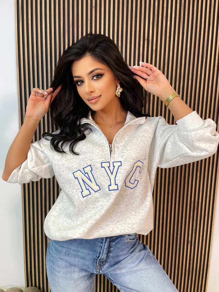 Bluza damska NYC bawełniana szara