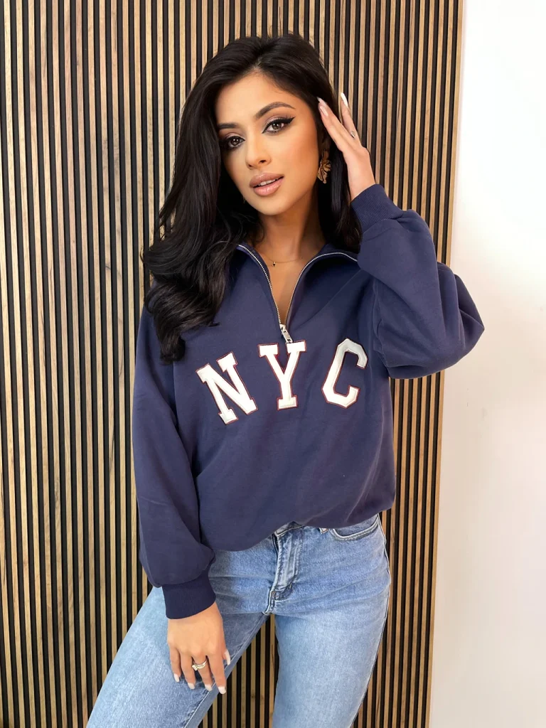 Bluza damska NYC bawełniana granatowa