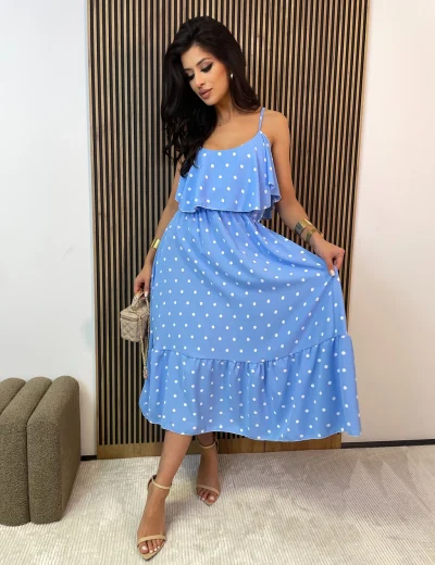 Sukienka midi DOTS na ramiączkach błękitna