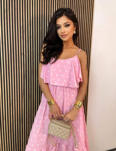 Sukienka midi DOTS na ramiączkach różowa