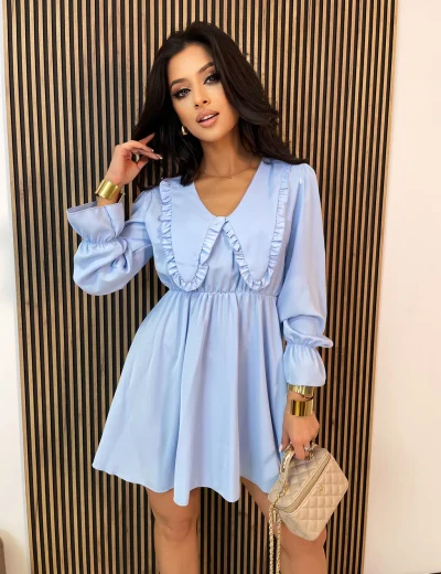 Sukienka z kołnierzem ELIZABETH błękitna