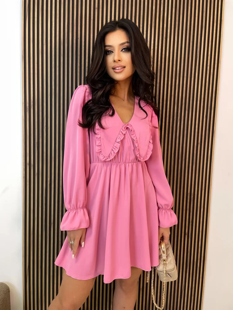 Sukienka z kołnierzem ELIZABETH różowa