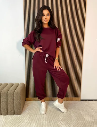 Komplet dresowy damski FLOW burgund masełkowy